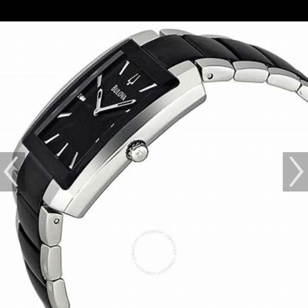 Bulova Men’s Watch Black Dial Stainless Steel Bracelet NWT NIB 98A117 - Picture 3 of 7